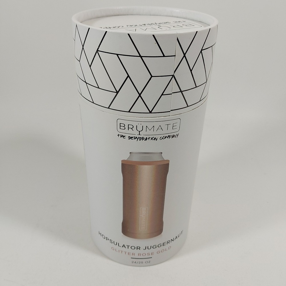 BRUMATE HOPSULATORโ JUGGERNAUT 24/25oz CANS Glitter Rose Gold Open Box